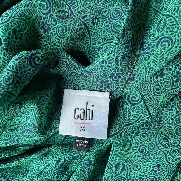 CAbi Green Patterned V-Neck Blouse - Picture 4 of 4